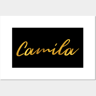 Camila Name Hand Lettering in Faux Gold Letters Posters and Art